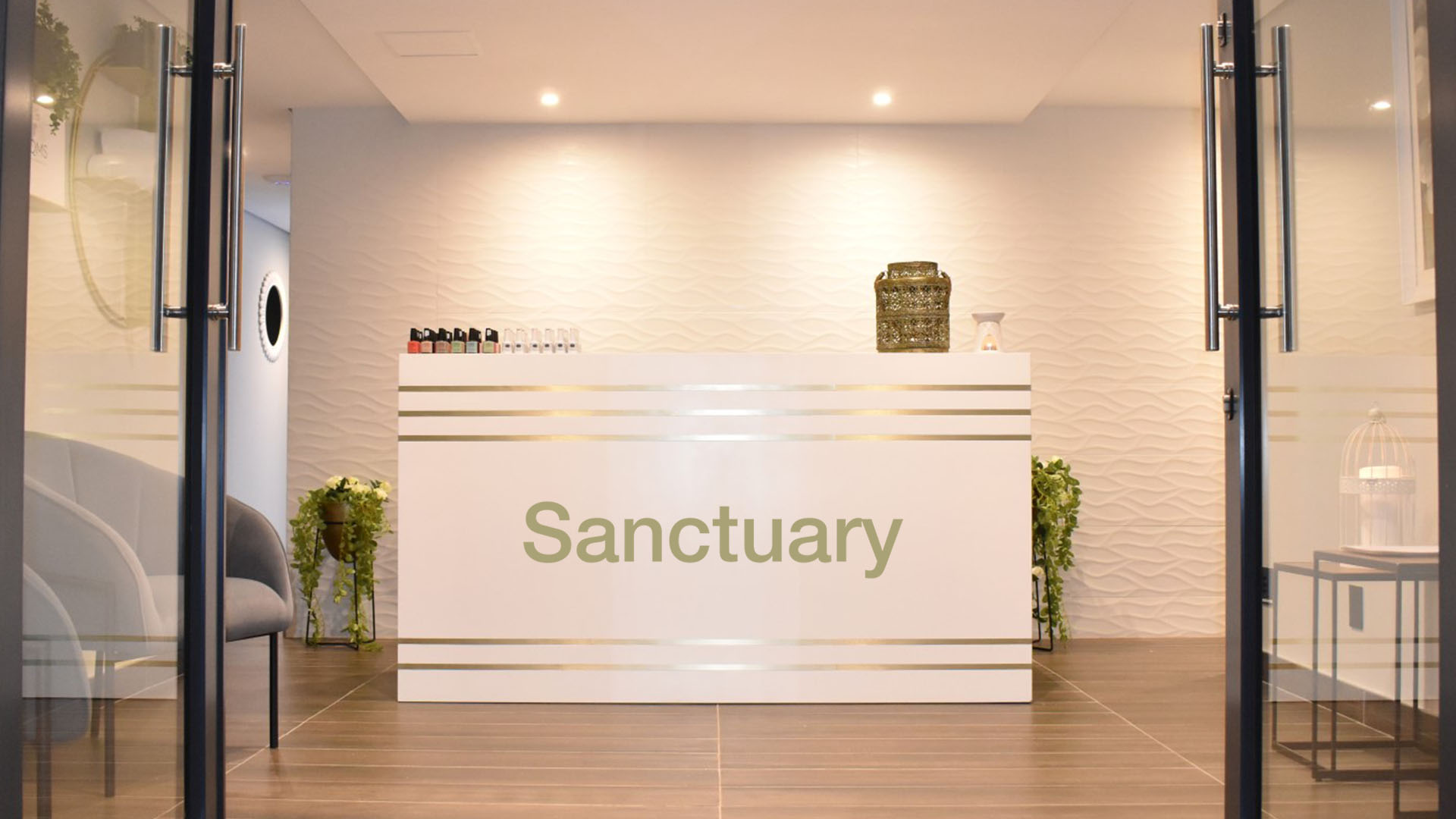 Sitting in reception area